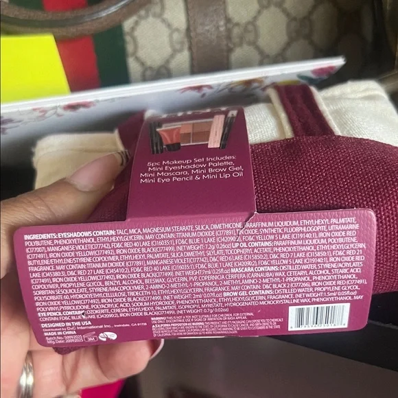 JLB Canvas Mini Tote Bag with 5 PC Makeup Set. Also bag charm - Picture 3 of 3